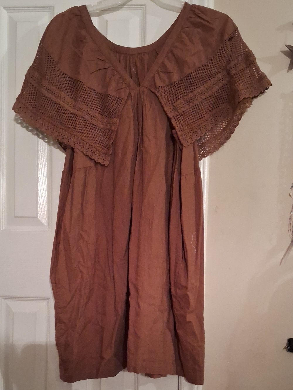 Old Navy Rust Brown Cotton Dress with Lace Detail